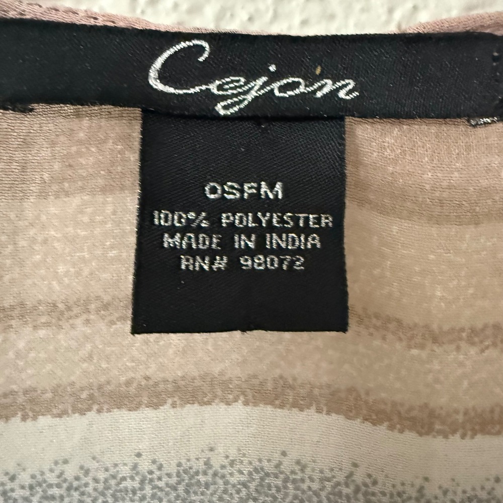 Cejon Womens Sheer Striped Kimono Wrap Open Front Beach Coverup OSFM Coral Grey - Picture 3 of 5